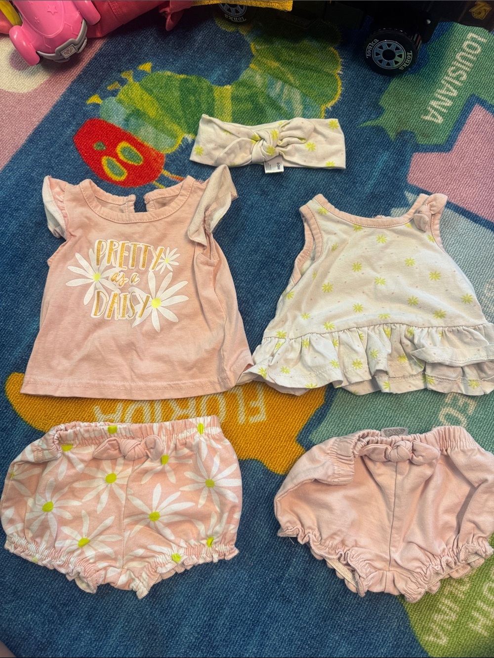 Chick Pea Pink and White Daisy Diaper Cover Set